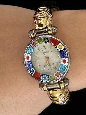 Antica Murrina venezia Gold-Tone  Millefiori Floral Bracelet Watch